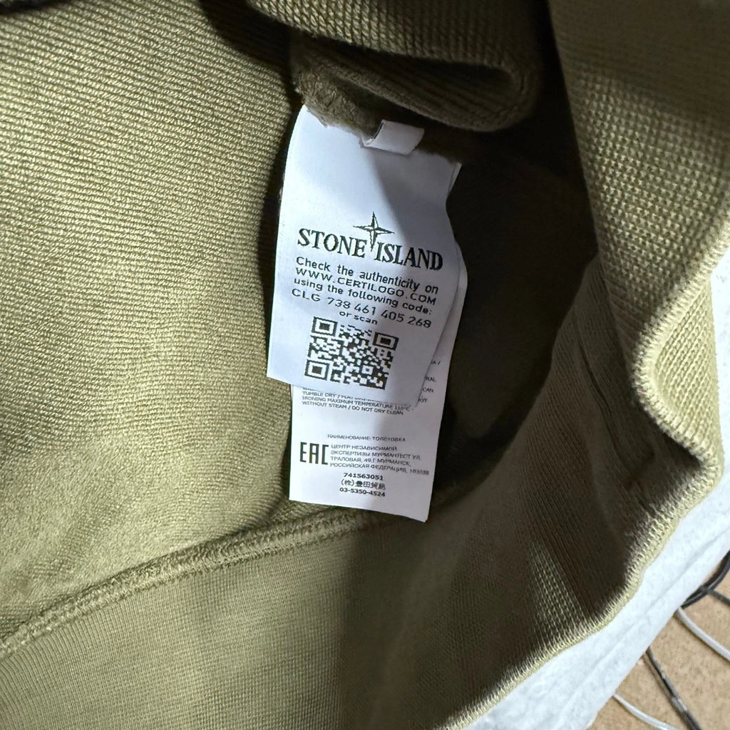Stone Island Crewneck Sweatshirt Olive Green Mens Long Sleeve Badge Logo