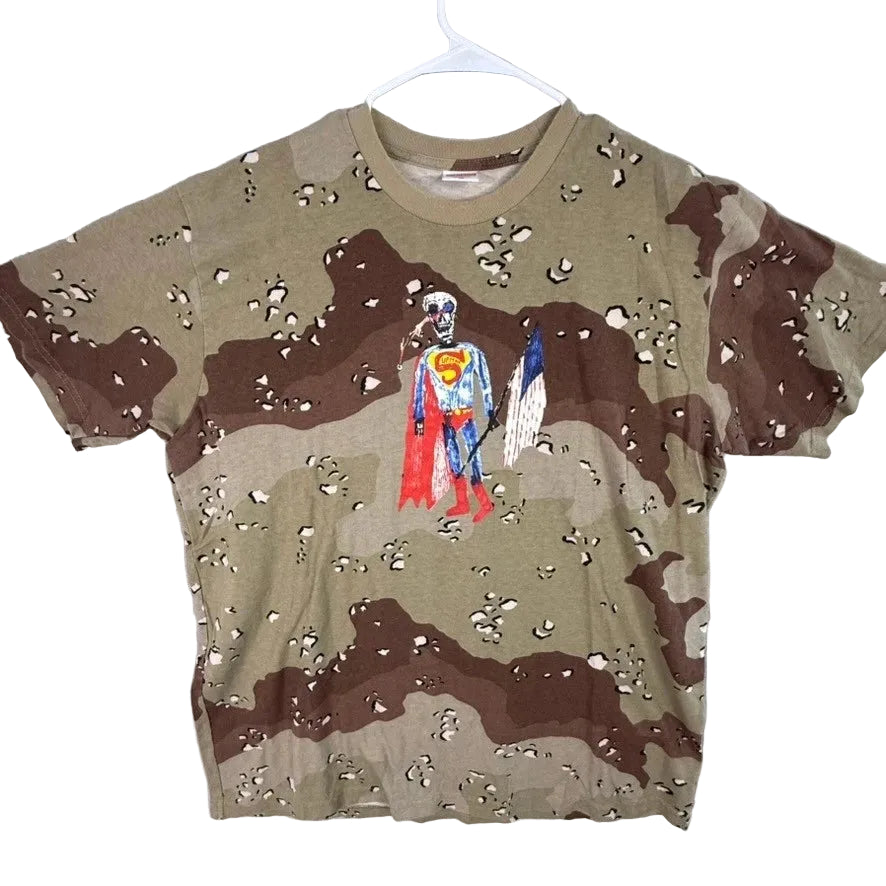 Supreme Desert Camo Superman Graphic T Shirt Mens XL Pre Shrunk Cotton Made USA