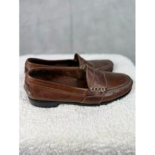Cole Haan Mens 10 D Brown Leather Penny Loafers Classic Slip On Shoes