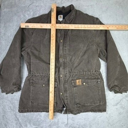 Carhartt Mens Barn Quilt Lined Canvas Chore Style Jacket Brown Size XL
