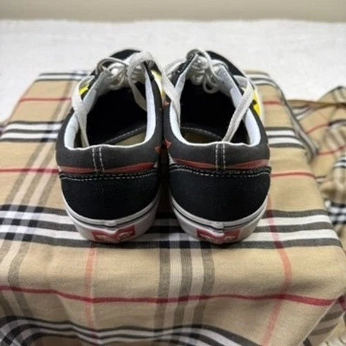 Vans Old Skool Flame Skateboard Shoes Men's Black Red Yellow Low Top Sneakers