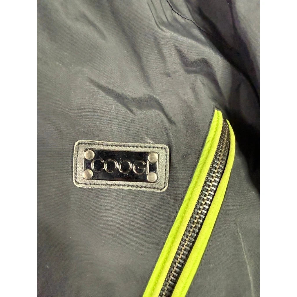 COOGI Bomber Jacket Black Neon Yellow Stripe Logo Patch Mens 6XL