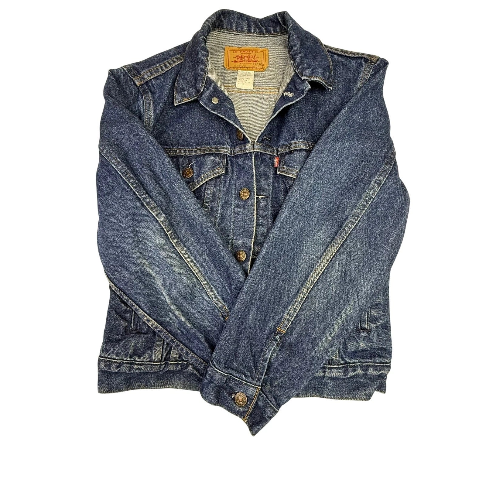 1970s Vintage Levi Strauss & Co Denim Jacket Blue Trucker Style Size 16