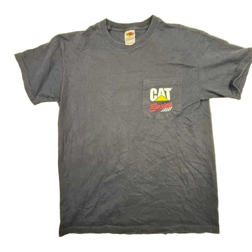 Vintage CAT Racing Jeff Burton NASCAR T Shirt Black Size Med Fruit of the Loom
