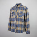 Akoo Mens Blue Yellow Plaid Flannel Button Down Shirt Long Sleeve Size Large