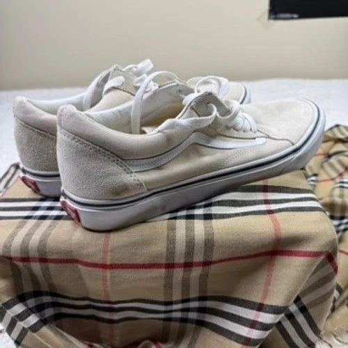 Vans Old Skool Suede Canvas Low Top Casual Skate Shoes Tan White Mens 11