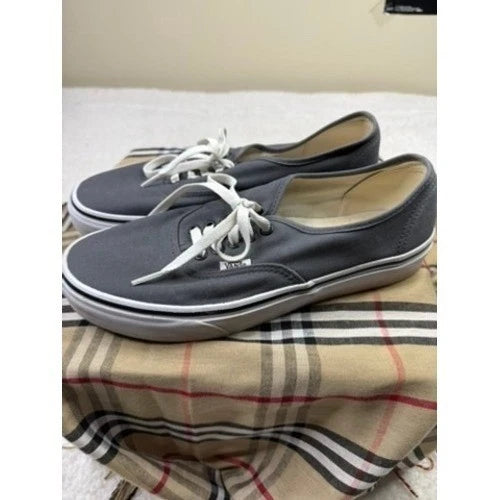 Vans Authentic Gray Canvas Low Top Sneakers Shoes Men 9.5 Women 11