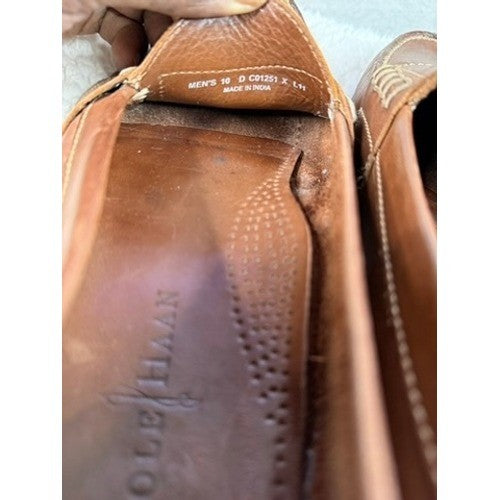 Cole Haan Mens 10 D Brown Leather Penny Loafers Classic Slip On Shoes