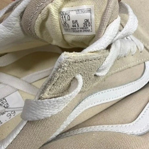 Vans Old Skool Suede Canvas Low Top Casual Skate Shoes Tan White Mens 11