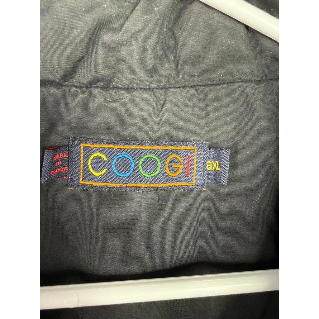 COOGI Bomber Jacket Black Neon Yellow Stripe Logo Patch Mens 6XL