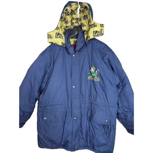 Pro Player Notre Dame Vintage 90s Puffer Jacket Blue Hooded XL Insulated