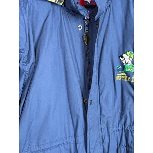 Pro Player Notre Dame Vintage 90s Puffer Jacket Blue Hooded XL Insulated